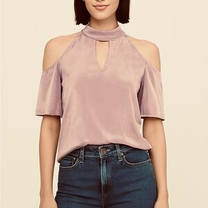 Monteau Mauve Cold Shoulder Blouse - Size M